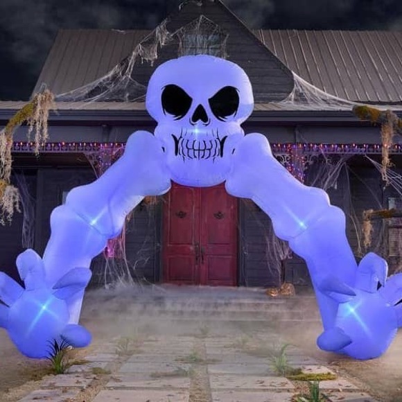 14 ft Giant-Sized LED Skeleton Archway Skull Halloween - Picture 1 of 2